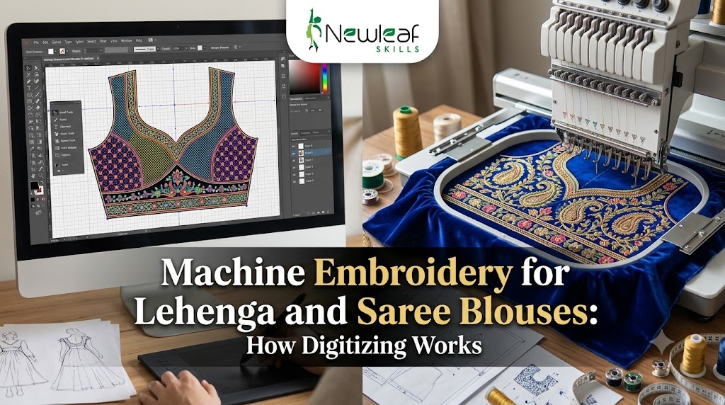 Machine Embroidery for Lehenga and Saree Blouses How Digitizing Work